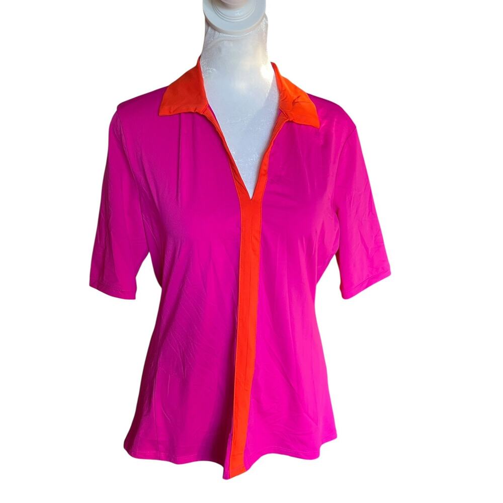 New Kinona Women pink golf /tennis top Sz S Italian fabric
